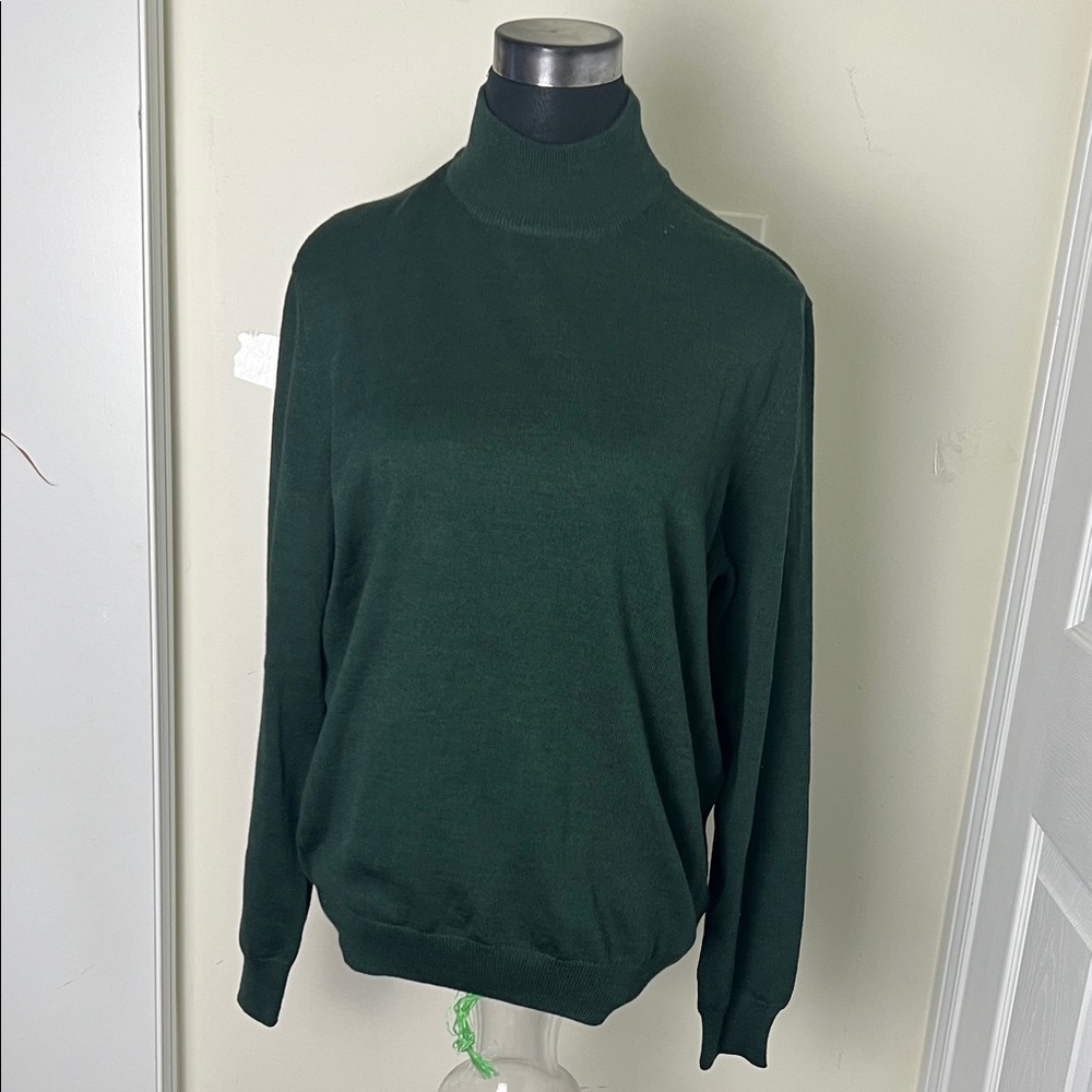 Black Brown 1826 Italian Marino Wool Green Sweater Size Medium